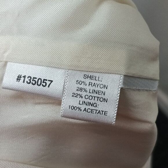 Ann Taylor Women Cream Linen Blend Straight Leg Lined Trousers sz 14 - Picture 8 of 8